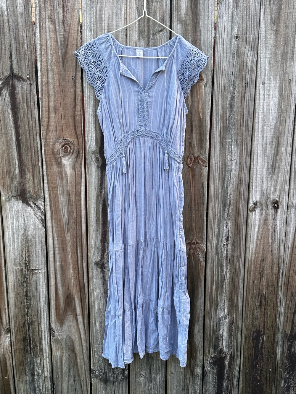 Old Navy Light Blue Lace-Trim Midi Dress